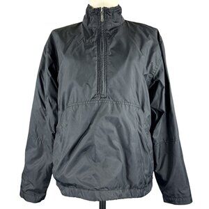 Nike Womens Black Half Zip Windbreaker Jacket High Neck Lined Long Sleeve Medium